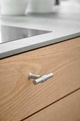 Pomo para muebles T-Bar Nudo 75 Acero Plata Pulido