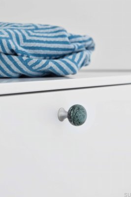 Pomo para mueble Bead Straight 28 Verde Mármol con Plata