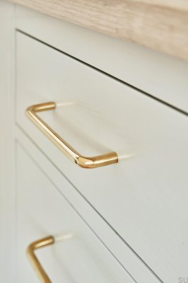 Tirador para mueble tubular largo 128 Latón Dorado Pulido Sin Barnizar