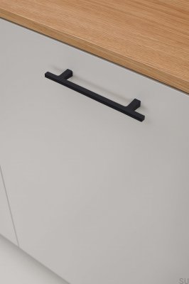 Tirador alargado para muebles Pen 128, hierro fundido, negro mate