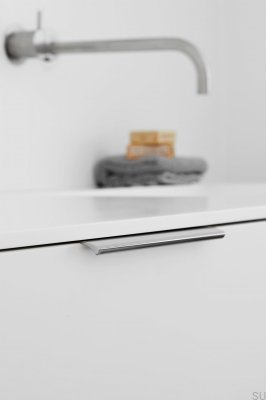 Tirador para muebles de aluminio Edge Straight 200, color blanco mate