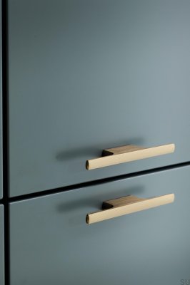 Tirador para mueble rectangular Tau 32, aluminio cepillado dorado