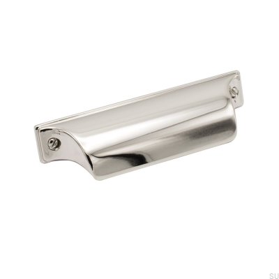 Tirador para mueble Timjan 64 shell níquel pulido plata