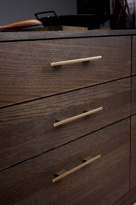 Tirador para mueble rectangular Tau 160, aluminio cepillado dorado
