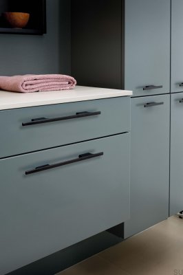 Tirador para mueble longitudinal Tau 160 Aluminio Negro Mate Cepillado