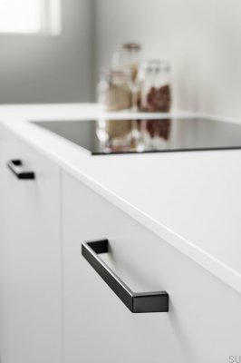 Tirador para mueble alargado Seam 160, aluminio, negro mate