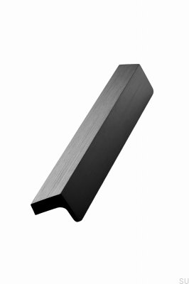 Tirador para mueble rectangular Sobre 160, Aluminio, Negro mate, Cepillado