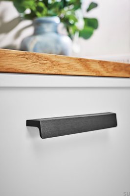 Tirador para mueble rectangular Sobre 160, Aluminio, Negro mate, Cepillado
