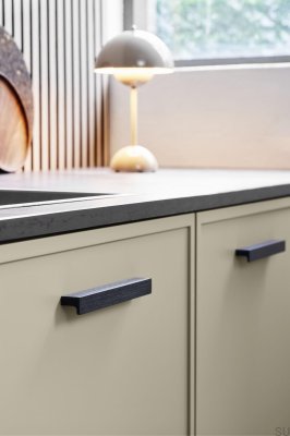 Tirador para mueble rectangular Elan 160, Aluminio, Negro mate, Cepillado