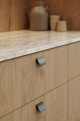 Tirador para mueble alargado Ciel 32, aluminio, negro mate