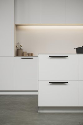 Tirador para mueble alargado Facet 160, aluminio, negro mate