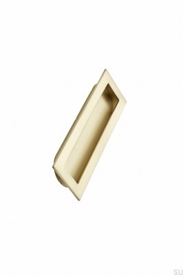 Tirador para muebles empotrado Inn 160 de metal dorado cepillado