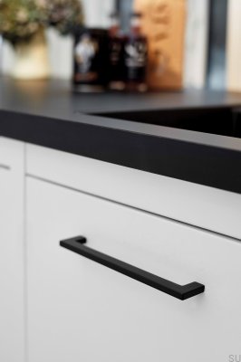 Tirador para mueble alargado Flat 256, metal, negro mate