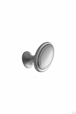 Perilla para muebles ovalada de metal plateado de 60 mm