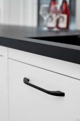 Tirador para mueble alargado Slim 320, metal, negro mate