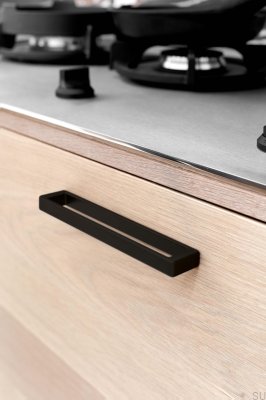 Tirador para mueble alargado Cubico 96, metal, negro mate