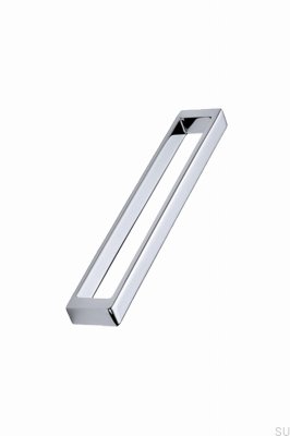 Tirador alargado para muebles Cubico 192 de metal cromado plateado
