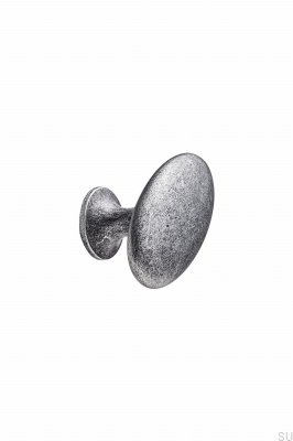 Pomo para mueble Oval Simple W/Pins 26, metal, gris