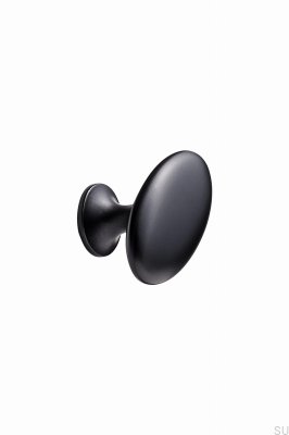 Pomo para mueble Oval Simple W/Pins 26, metal negro mate