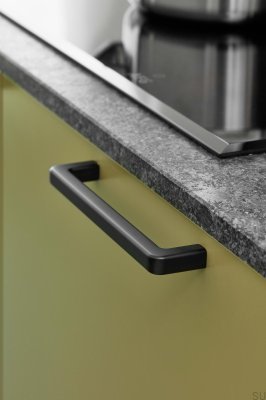 Tirador para mueble alargado Mango 160, metal, negro mate