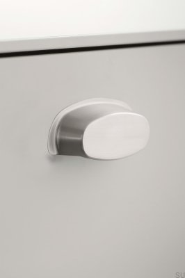 Tirador alargado para muebles de metal plateado Pharma 64