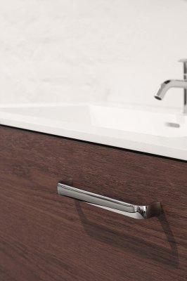 Tirador alargado para muebles de cromo plateado de metal común 160