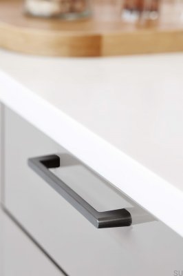 Tirador alargado para muebles Diner 320 de metal antracita cepillado