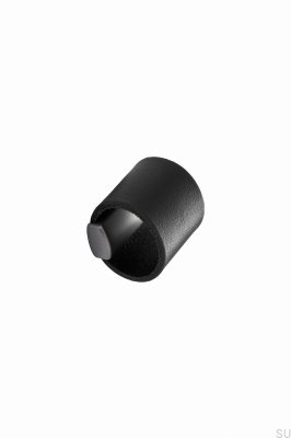 Perilla para muebles de metal plateado Drum 32 con cuero negro