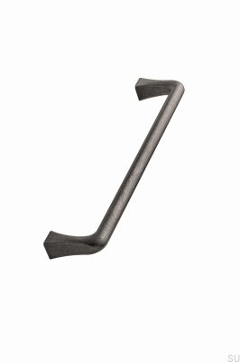Tirador alargado para muebles de metal gris antiguo cóncavo de 160 mm