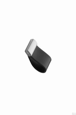 Pomo para muebles Correa 16 Cuero Negro con Plata