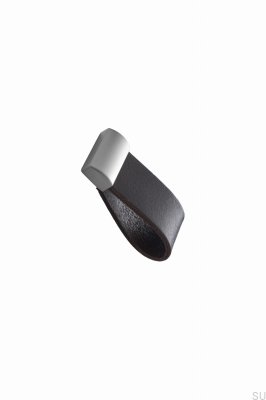 Pomo para muebles Correa 16 Cuero Marrón Oscuro con Plata