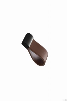 Pomo para muebles Correa 16 Cuero Marrón con Negro