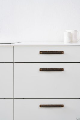 Manor Back 128 tirador para mueble oblongo, metal, antiguo, dorado