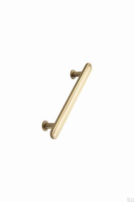 Tirador alargado para muebles Chateau 128 de metal cepillado dorado