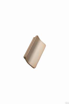 Tirador alargado para muebles Leaf 64 de metal cepillado dorado