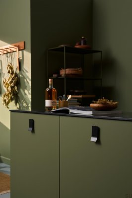 Tirador para mueble alargado Leaf 32, metal, negro mate