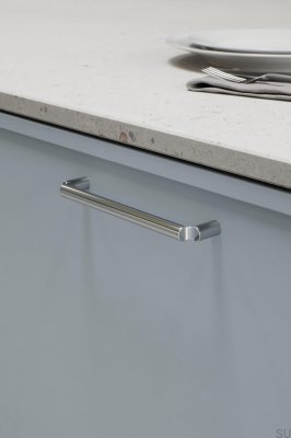 Tirador alargado para muebles Break 160 de metal cromado plateado