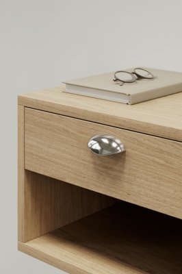 Tirador alargado para muebles de metal Luna 64, niquelado plateado