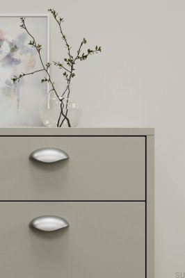 Tirador alargado para muebles de metal plateado Luna 64