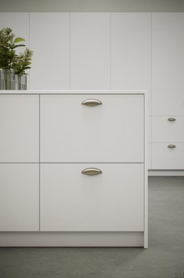 Tirador alargado para muebles Luna 96 de metal dorado cepillado