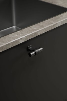 Perilla para muebles de metal T-Bar Bond 50 en negro mate/metalizado