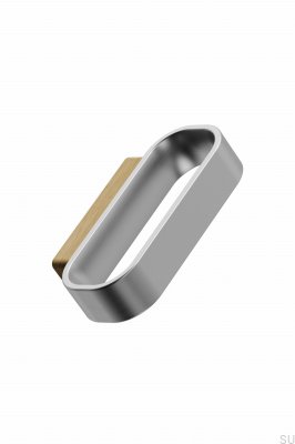 Tirador para mueble rectangular Race 32, roble y plata