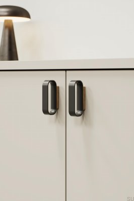 Tirador para mueble rectangular Race 32, madera de roble negro mate