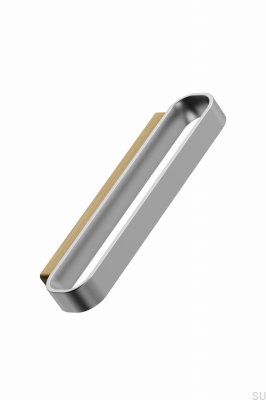 Tirador para mueble rectangular Race 96, roble y plata