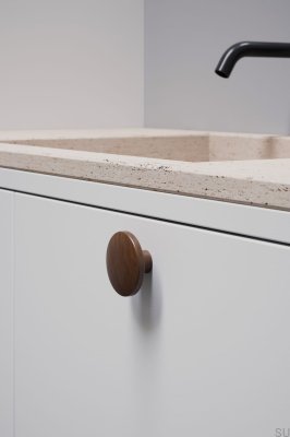 Pomo para mueble Discos 50 de madera, nogal italiano