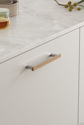 Tirador para mueble alargado Bis 160, madera, roble cromado