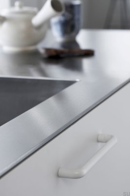 Tirador para mueble alargado Carve 160, metal, blanco mate