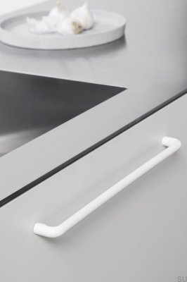 Tirador para mueble alargado Carve 320, metal, blanco mate