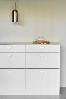 Tirador para mueble oblongo Horizontal Small 32, Metal, Blanco mate