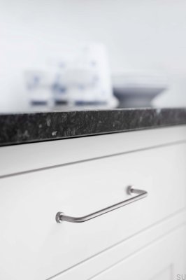 Tirador alargado para muebles Lounge 160 de acero satinado plateado